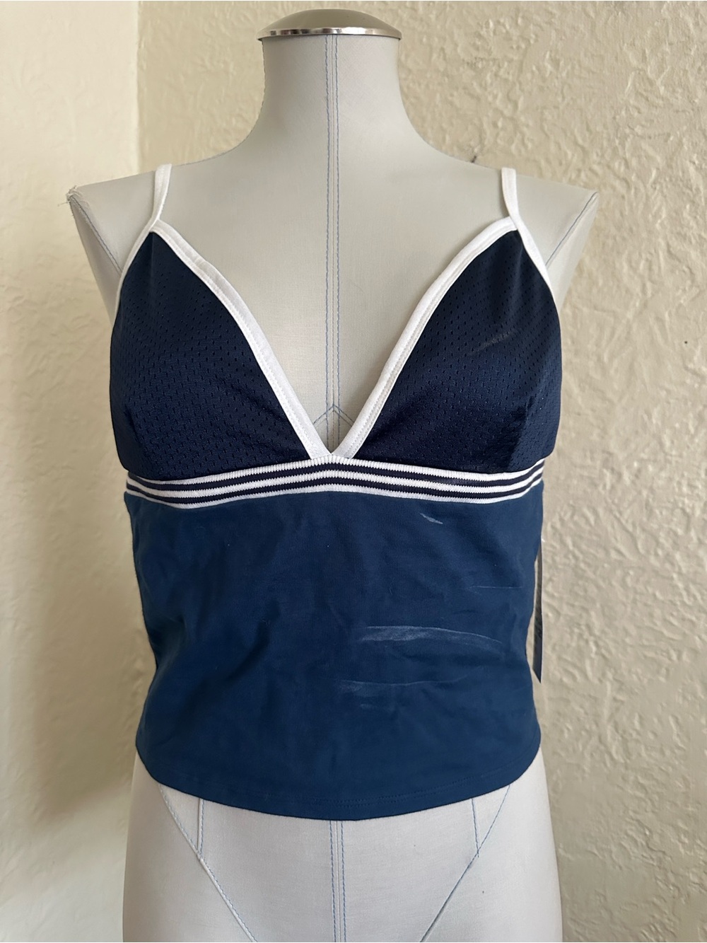 Urban Outfitters BDG Dark Blue Stripe Mesh Camisole Tank Top